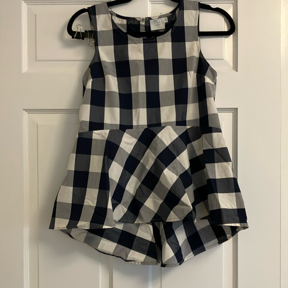 Anthropologie Gingham Peplum Top